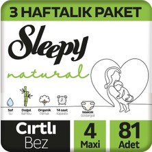 Sleepy Natural 3 Haftalık Paket Bebek Bezi 4 Numara Maxi 81 Adet