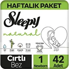 Sleepy Natural Haftalık Paket Bebek Bezi 1 Numara Yenidoğan 42 Adet
