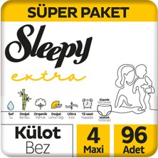 Sleepy Extra Günlük Aktivite Süper Paket Külot Bez 4 Numara Maxi 96 Adet
