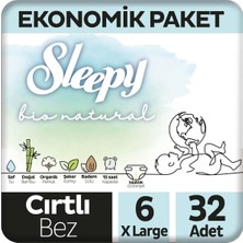 Sleepy Bebek Bezi Bio Natural 6 Numara Xlarge 32li Jumbo Paket