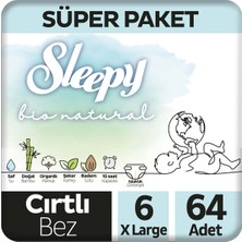 Sleepy Bio Natural Süper Paket Bebek Bezi 6 Numara Xlarge 64 Adet