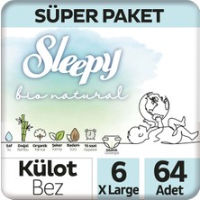 Sleepy Bio Natural Süper Paket Külot Bez 6 Numara Xlarge 64 Adet