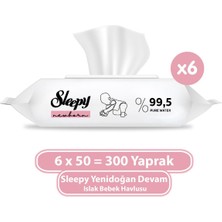 Sleepy Yenidoğan Devam Islak Bebek Havlusu 6X50 (300 Yaprak)