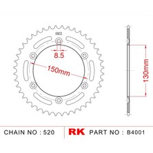 RK Yamaha WR 426 F Rk Çelik Arka Dişli B4001-47  (2000-2002)