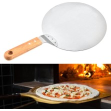 F Fityle Paslanmaz Pizza Peel Kürek Yuvarlak Şekilli Pişirme Tepsi Mutfak Aracı (Yurt Dışından)
