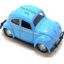 Herkesetoptantic Kişiye Özel Orta Boy Kısa Model Metal Vosvos Çek Bırak Oyuncak Araba (Turkuaz)