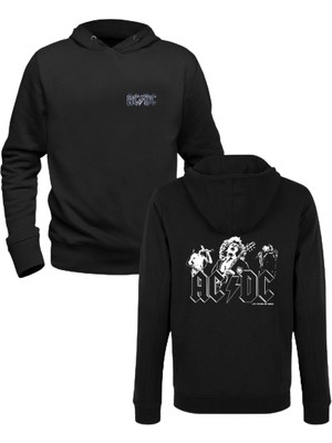 Alfa Tshirt Ac Dc Baskılı Siyah Ön Arka Baskılı Çocuk Sweatshirt