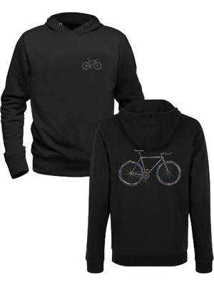 Alfa Tshirt Bisiklet Tasarımlı Baskılı Siyah Ön Arka Baskılı Çocuk Sweatshirt