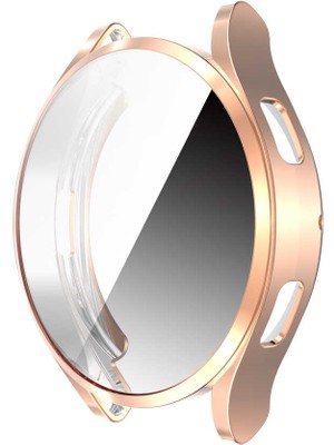 Smcase Samsung Galaxy Watch 4 44MM Kordon Önü Kapalı Renkli Silikon Bronz