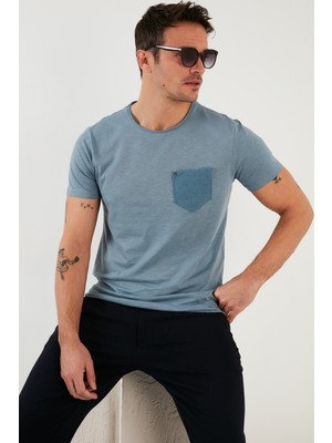 Buratti % 100 Pamuklu Slim Fit Bisiklet Yaka Cepli T Shirt Erkek T Shirt 5902000