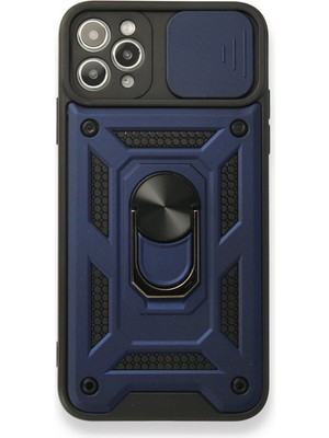 Gpack Apple iPhone 11 Pro Max Kılıf Tank Aramid Sürgülü Vega Yüzüklü Lacivert