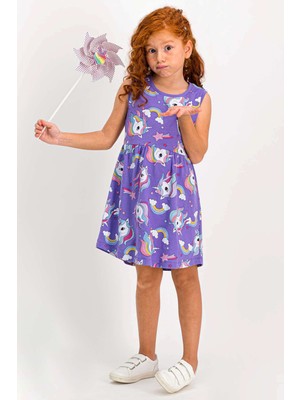 RolyPoly Unicorn Krem Kolsuz Kız Çocuk Homewear Elbise