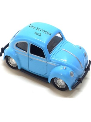 Herkesetoptantic Kişiye Özel Orta Boy Kısa Model Metal Vosvos Çek Bırak Oyuncak Araba (Turkuaz)