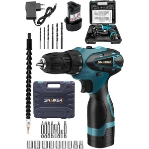 Alman Titan 12 V Sjs Çift Metal Şanzuman Çift Akülü Şarjlı Vidalama Matkap + 24 Parça Set Mavi Ar