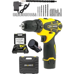 Titan 12 V Sjs Çift Metal Şanzuman Çift Akülü Şarjlı Vidalama Matkap + 24 Parça Set Sarı Ar