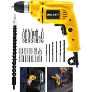 450 Watt 10 mm Bakir Sargili Darbesiz Vidalama Matkap + 24 Parça Set