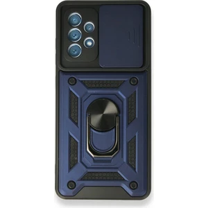 Samsung Galaxy A72 Kılıf Tank Aramid Sürgülü Vega Yüzüklü Lacivert