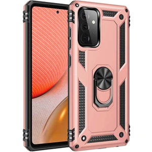 Samsung Galaxy A52S 5g Kılıf Vega Tank Standlı Yüzüklü Mıknatıslı+Nano Glass Bronz