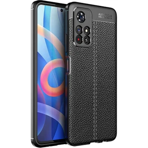 Case 4U Xiaomi Redmi Note 11 Kılıf Rugan Armor Deri Görünümlü Yüksek Kalite Silikon Niss Siyah