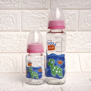 Baby Plus Ikili Cam Biberon Seti Pembe
