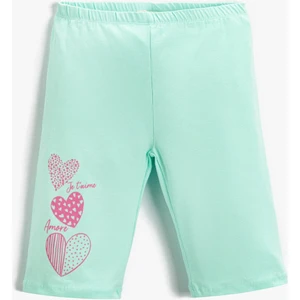 Kız Çocuk Kalp Baskılı Tayt Pamuklu