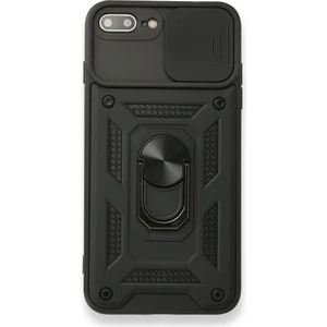 Apple iPhone 7 Plus Kılıf Tank Aramid Sürgülü Vega Yüzüklü Siyah