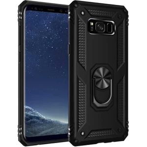 Case Street Samsung Galaxy S8 Plus Kılıf Vega Tank Standlı Yüzüklü Mıknatıslı Siyah