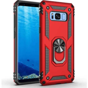 Case Street Samsung Galaxy S8 Kılıf Vega Tank Standlı Yüzüklü Mıknatıslı Kırmızı