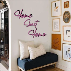 Numa Concept Home Sweet Home Duvar Yazısı Ve Yıldızlar Mor Mdf Duvar Dekorasyon Lazer Kesim
