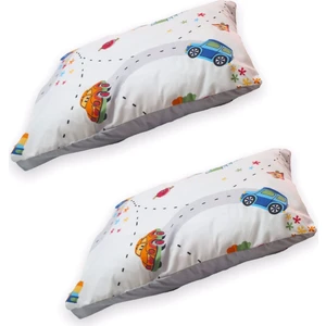 Bebek Özel lu 2'li Bebek Yastık Kılıfı (35X45 Cm) Arabalı/gri (Fermuarsız)