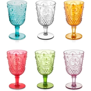 EW's Kitchenware Akrilik Renkli 6 Lı Ayaklı Bardak
