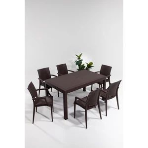Rattan Large Lüx Masa Takımı  Kahve
