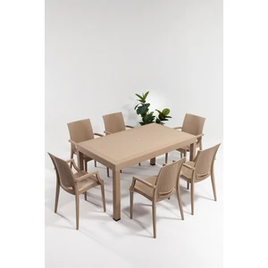 Rattan Large Lüx Masa Takımı  Cappucino