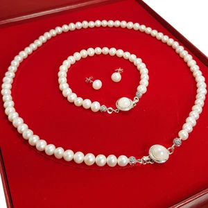 Doğal İnci Kolye, Küpe, Bileklik Özel Kutulu Set ct83