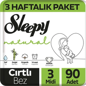 Natural 3 Haftalık Paket Bebek Bezi 3 Numara Midi 90 Adet