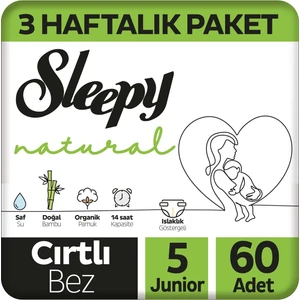 Natural 3 Haftalık Paket Bebek Bezi 5 Numara Junior 60 Adet