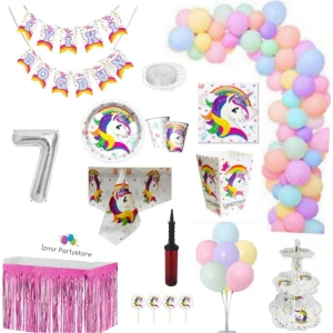 Parti Kırtasiye Unicorn 8 Kişilik 7 Yaş Doğum Günü Parti Seti