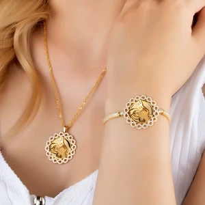 Else Silver Sonsuzluk Çerçeveli Tuğra Kolye Bileklik Gümüş Set