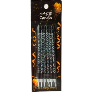 Yıldız Desenli Siyah Pasta Mumu