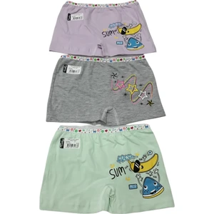 Kız Çocuk Renkli Likralı Pamuklu Boxer 3'lü Paket