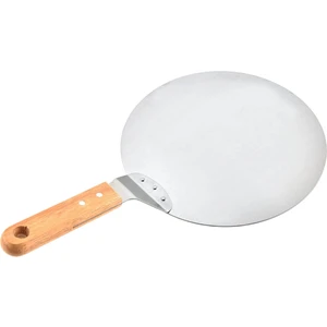 F Fityle Paslanmaz Pizza Peel Kürek Yuvarlak Şekilli Pişirme Tepsi Mutfak Aracı (Yurt Dışından)