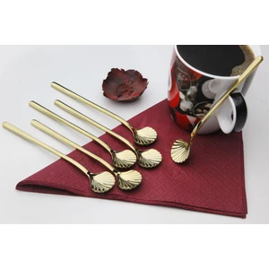 ÖzSa Home 6 Adet Lüx Gold Çay Kaşığı Kahve Nescafe Sunum Kaşık Seti Kutulu 12CM 18/10 Paslanmaz Çelik