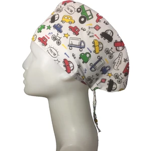 Araba Desenli Doktor Hemşire Aşçı Bone Hastane Bonesi Iş Bandanası M004