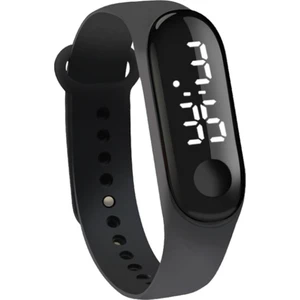F Fityle LED Spor Moda Dokunmatik Kontrol Ekranı Silikon Kayış Dijital Izle Siyah (Yurt Dışından)