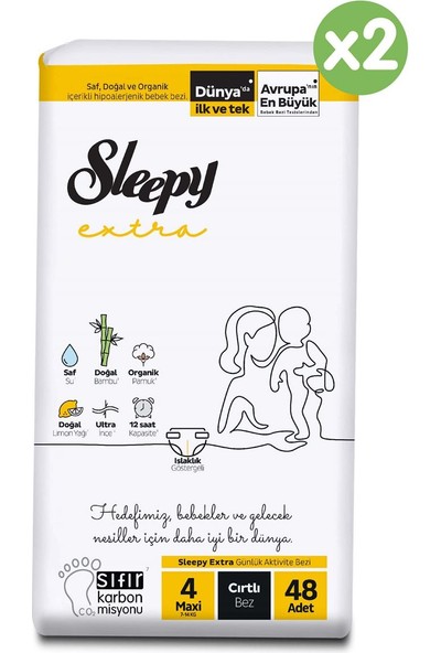 Sleepy Extra Günlük Aktivite Süper Paket Bebek Bezi 4 Numara Maxi 96 Adet