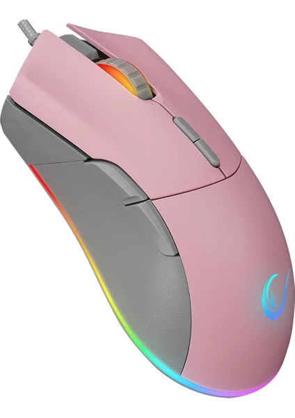 SMX-R21 Compact USB Pembe Rgb Ledli Makrolu 12800DPI / 1000hz Drag Click Oyuncu Mouse