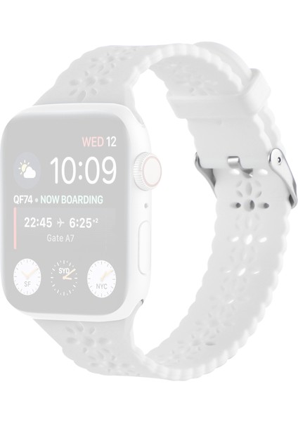 puluz Apple Watch Uyumlu 7 Için Silikon Kayış Oymak 45Mm / 6&Se&5&4 44Mm / 3&2&1 42Mm Beyaz (Yurt Dışından)