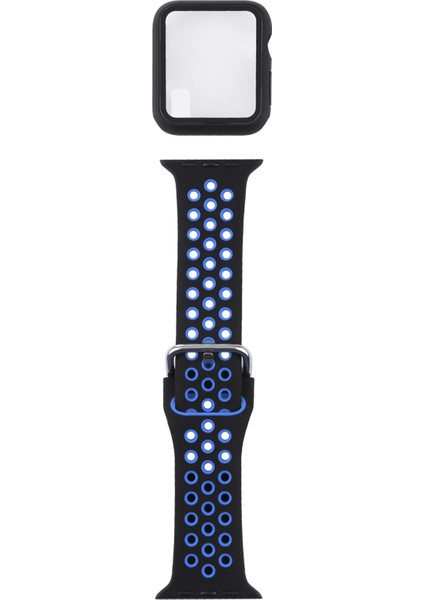Puluz Apple Watch Uyumlu 6 & Se & 5 & 4 Için Silikon Kayış + Kılıf 40Mm Siyah Mavi (Yurt Dışından)