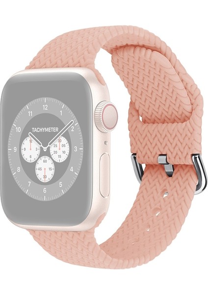 puluz Apple Watch Uyumlu Series 7 Için Örgülü Silikon Kayış 45Mm / 6 & Se & 5 & 4 44Mm / 3 & 2 & 1 42Mm Pembe (Yurt Dışından)