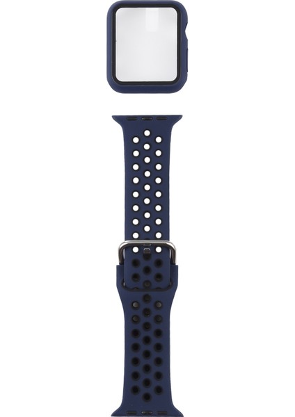 puluz Apple Watch Uyumlu 6 & Se & 5 & 4 Için Silikon Kayış + Kılıf 40Mm Mavi Siyah (Yurt Dışından)